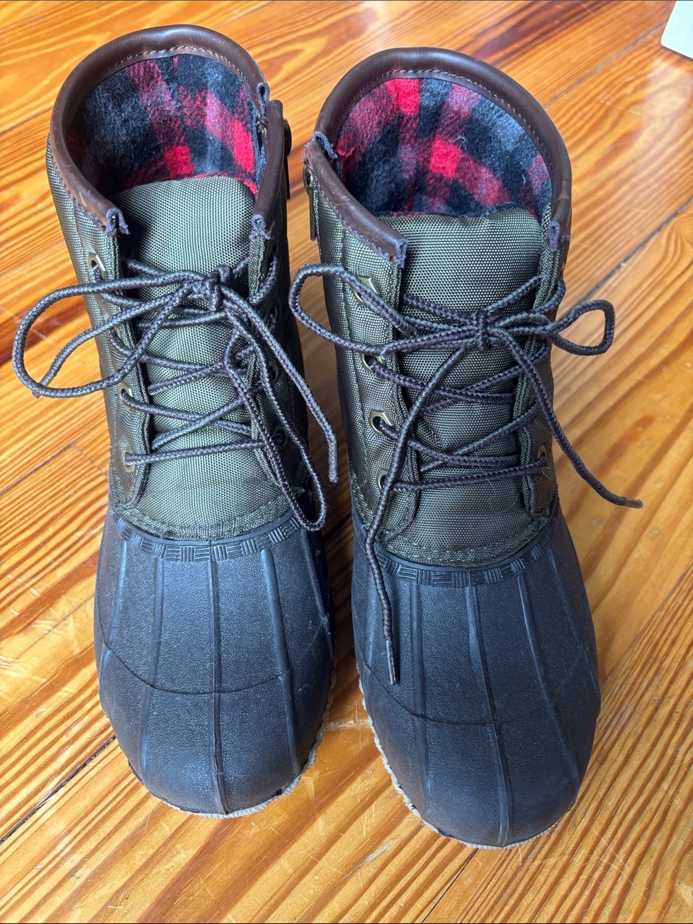 Nine West Olive Green Waterproof Duck Boots